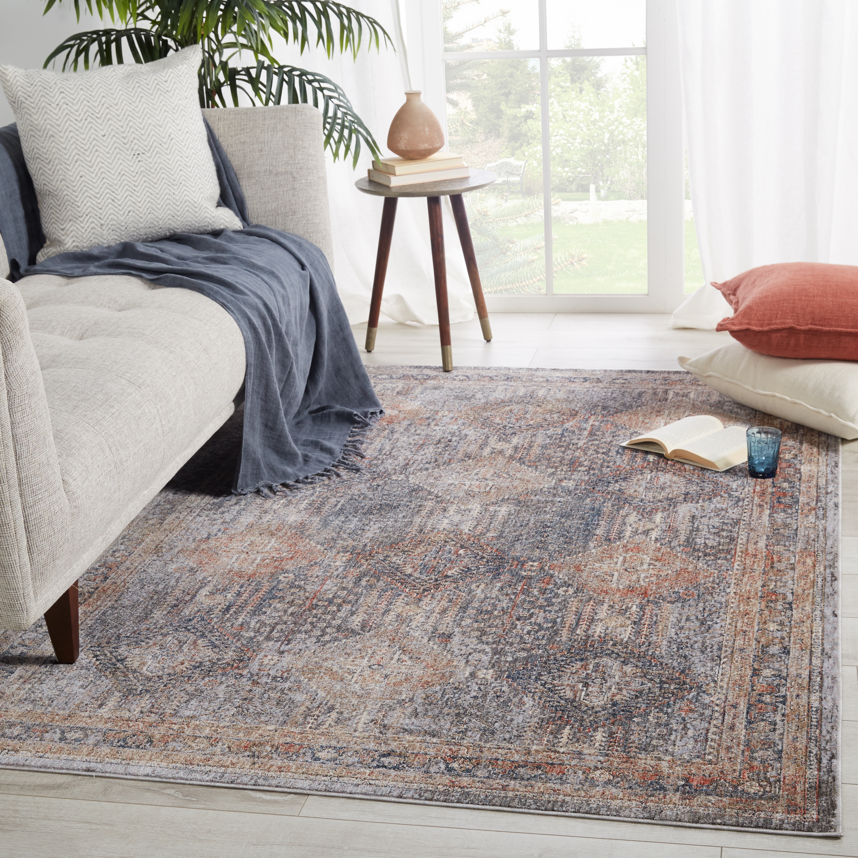 Vibe by Rhosyn Tribal Blue/ Red Area Rug (7'10"X9'9") - Image 4