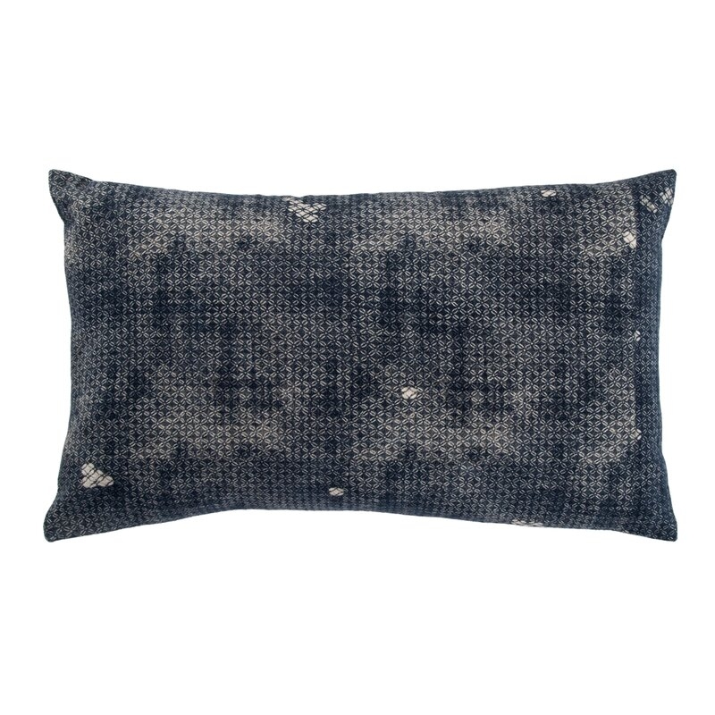 Marte Trellis Indigo/ Gray Throw Pillow 14X24 inch Fill Material: Down - Image 0