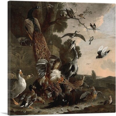 ARTCANVAS The Raven Robbed Of The Feathers 1671 Canvas Art Print By Melchior D-Hondecoeter - Image 0