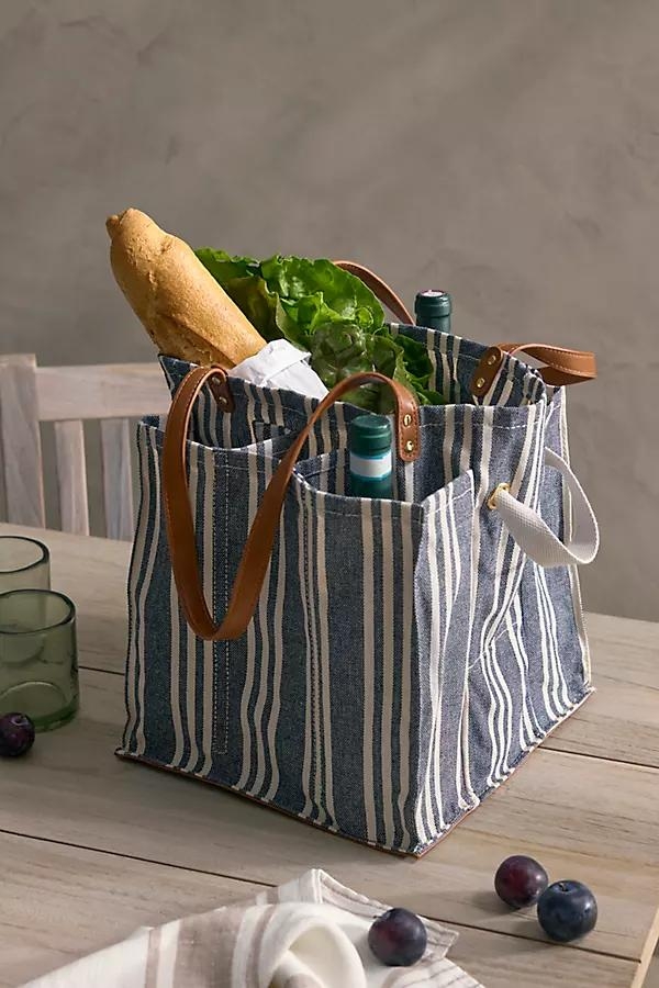 Striped Canvas Grocery Tote - Image 0