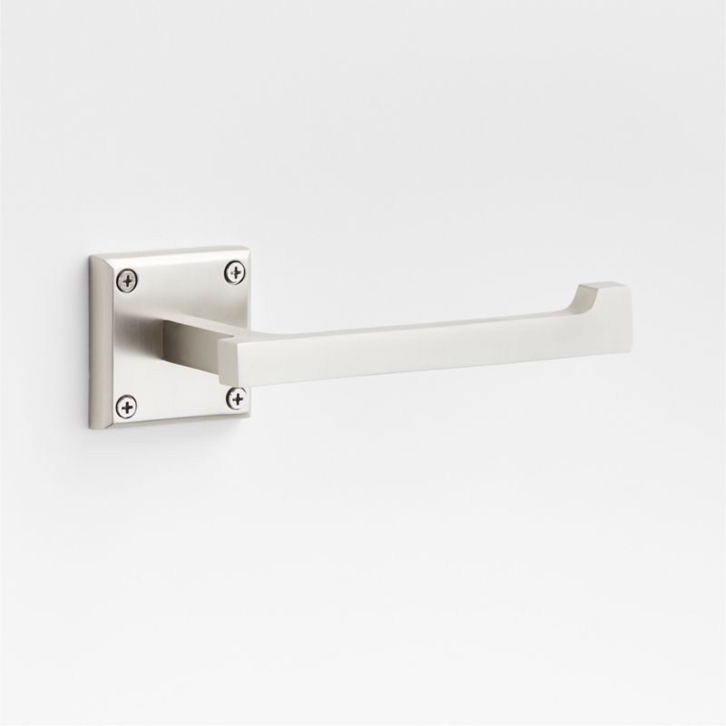 Square Edge Brushed Nickel Wall-Mounted Toilet Paper Holder - Image 1