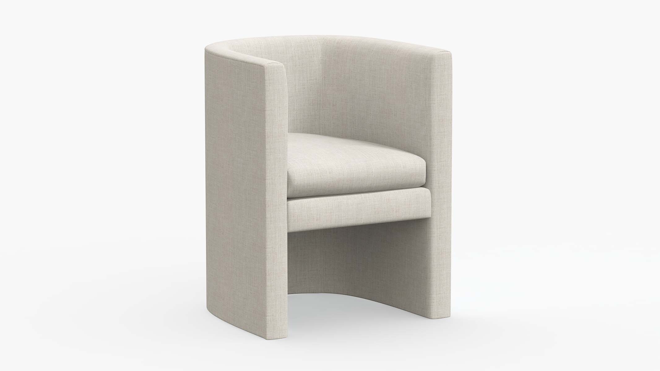 Barrel Back Dining Chair, Talc Everyday Linen - Image 0