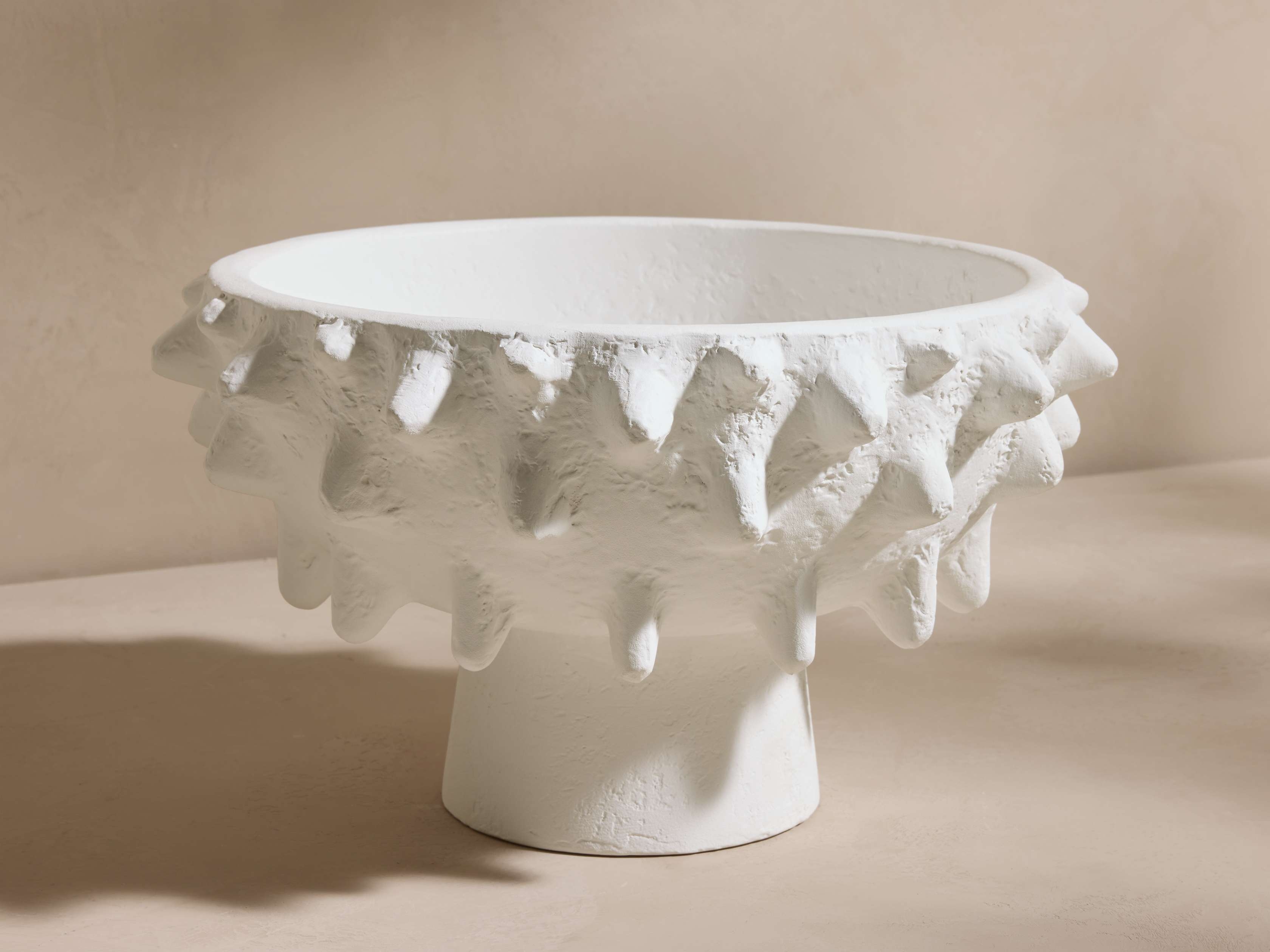 Calliope Tall Bowl in Natural Wood White  Antique - Image 0