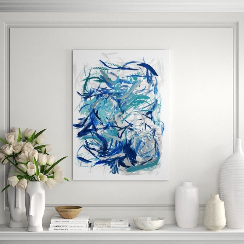 Chelsea Art Studio 'Blue Rising I' by Fern Cassidy - Painting Print Format: Gild Silver, Size: 48" H x 36" W - Image 0