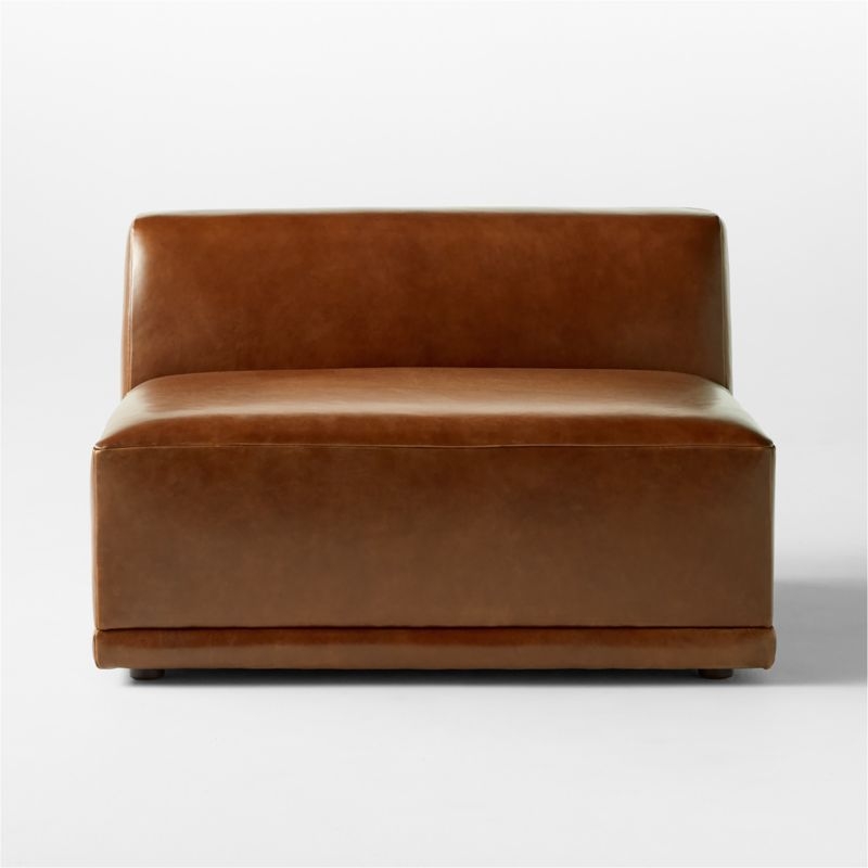 Faible Brown Leather Armless Chair - Image 1