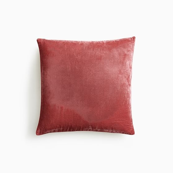 Lush Velvet Pillow Cover, 16" x 16", Washed Ruby - Image 0