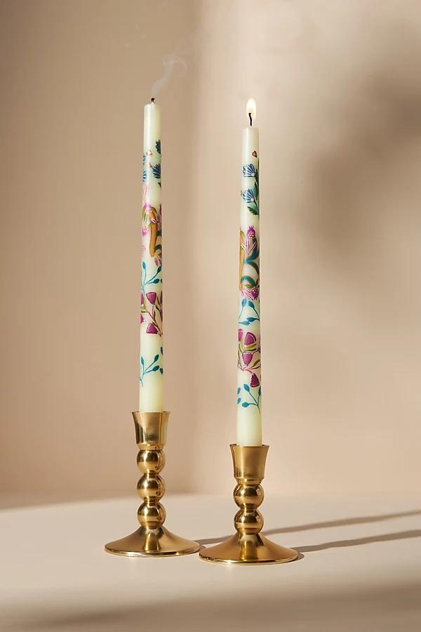 Venetian Handpainted Garden Taper Candles, Set of 2 - Image 0