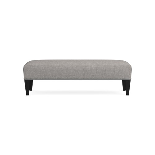 Fairfax Tapered Bench Untftd 61in, Standard Cushion, Perennials Performance Melange Weave, Fog, Polished Nickel - Image 0