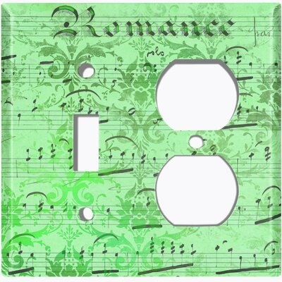 Metal Crosshatch Light Switch Plate Outlet Cover (Music Note Wallpaper Teal  - (L) Single Toggle / (R) Single Outlet) - Image 0