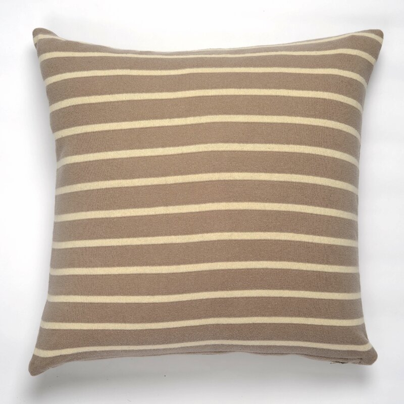 Darzzi Beach Stripes Cotton Throw Pillow Color: Stone/Natural - Image 0