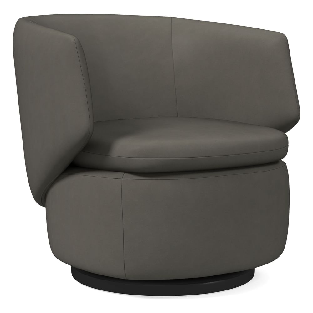 Crescent Swivel Chair, Poly, Vegan Leather, Cinder - Image 0