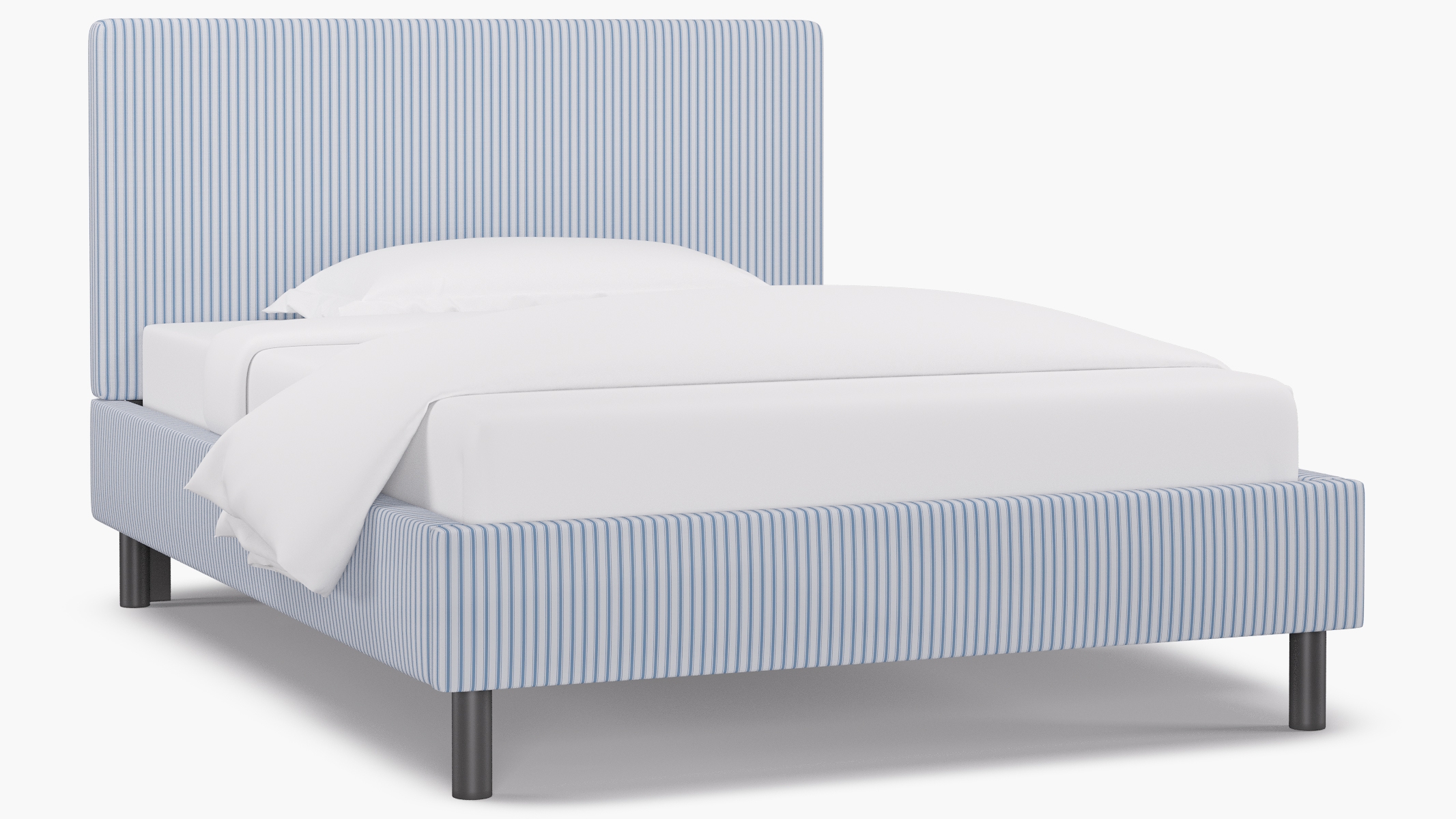 Tailored Platform Bed, Cornflower Classic Ticking Stripe, Full - Image 1