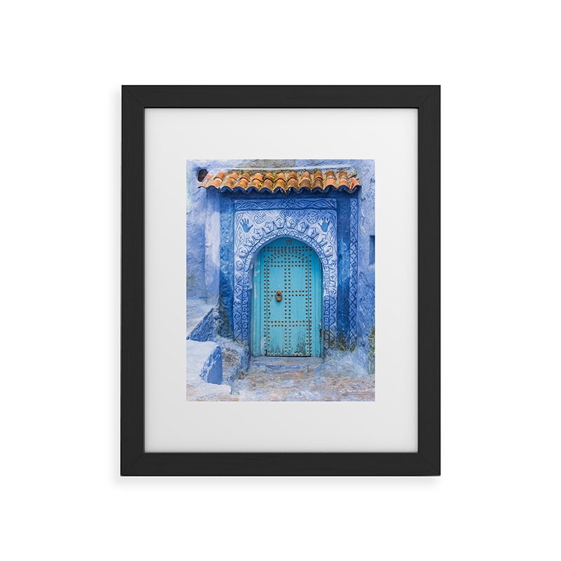 Blue City Door Number 19 by TRVLR Designs - Classic Framed Art Print Black 11" x 14" - Image 0