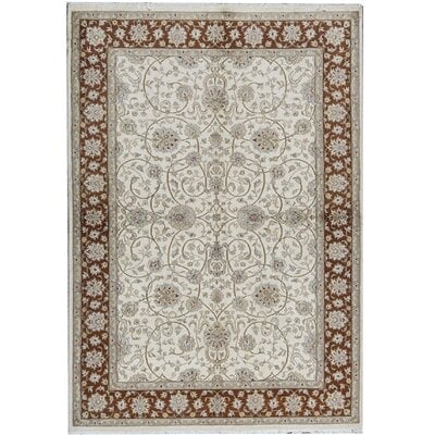 One-of-a-Kind Hand-Knotted Beige 5'7" x 8'2" Area Rug - Image 0