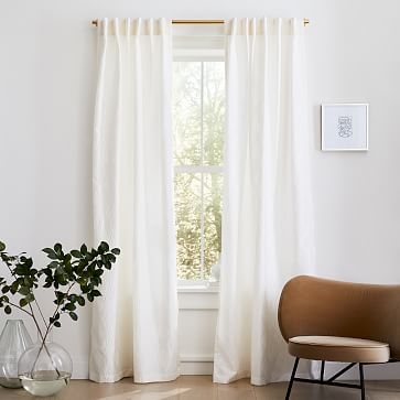 Linear Lattice Jacquard Curtain, Alabaster, 48"x108" (Made to Order) - Image 0