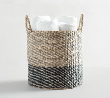 Lisbon Two-Tone Tote Basket, Natural/Black, Medium - Image 2