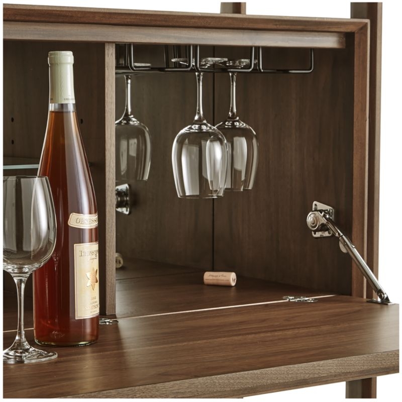 Tate Walnut Bookcase Bar Cabinet - Image 4