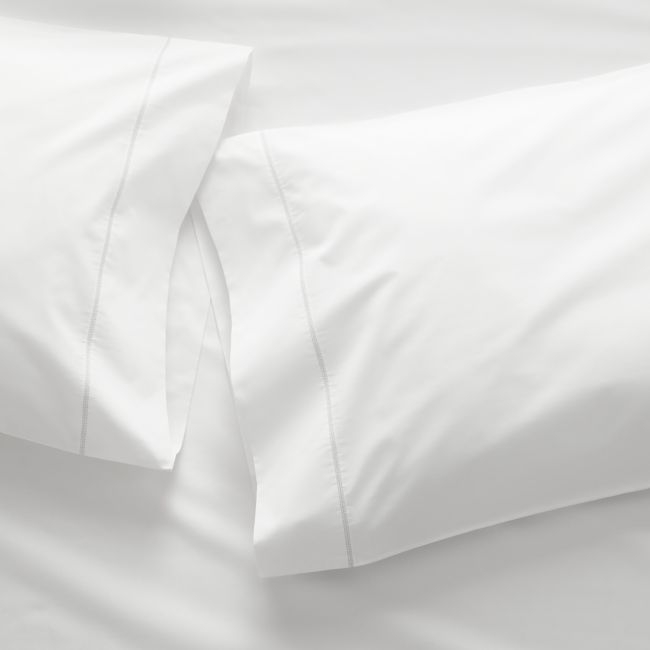 Favorite Organic Cotton Percale White King Pillowcases, Set of 2 - Image 0