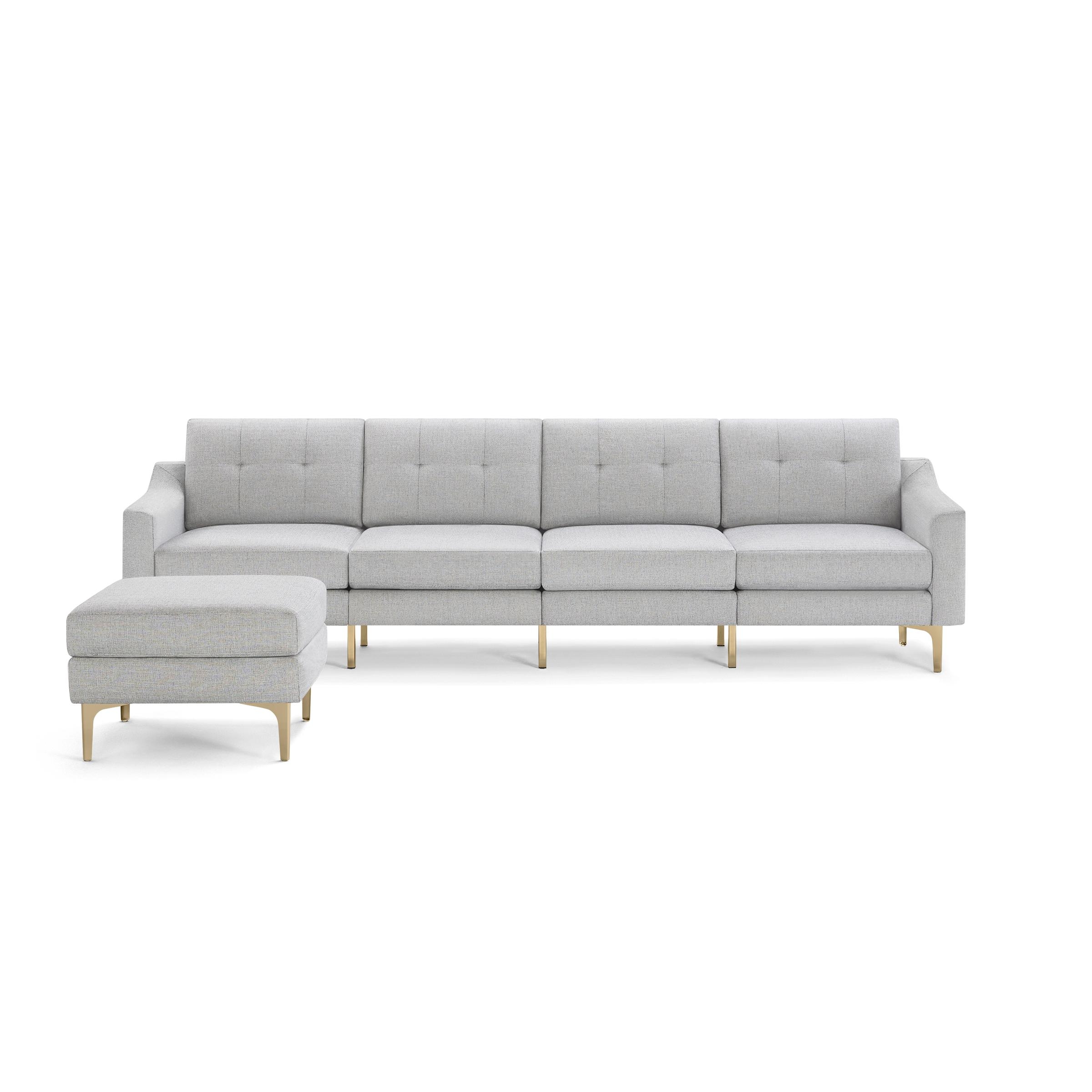 Nomad King Sofa with Ottoman - Crushed Gravel - Performance Chenille / Brass - Metal / Slope - Image 0