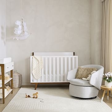 Modern 4-in-1 Convertible Crib, Simply White & Pecan, WE Kids - Image 3
