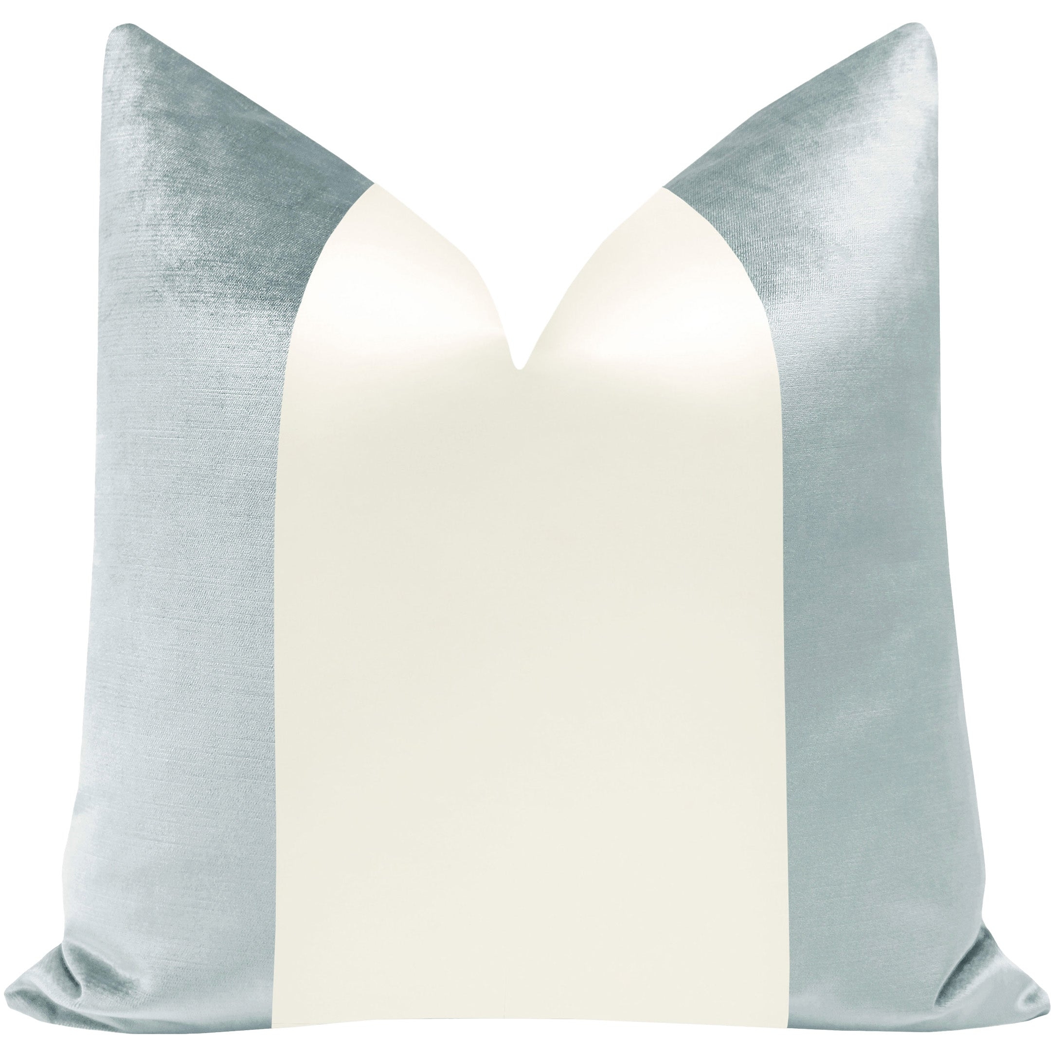 PANEL COLORBLOCK :: FAUX SILK VELVET // MINERAL  + ALABASTER SILK - 20" X 30" QUEEN SHAM - Image 0