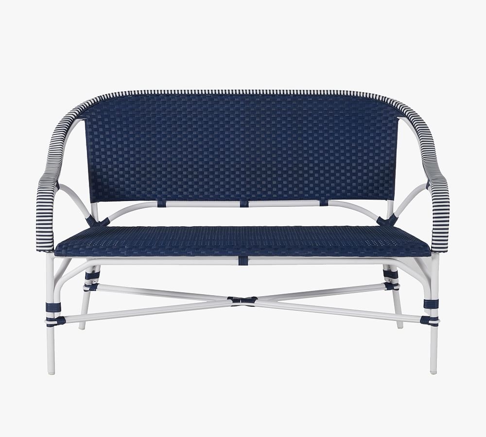 Linus All-Weather Wicker 52.5" Loveseat Frame, Blue & White - Image 0