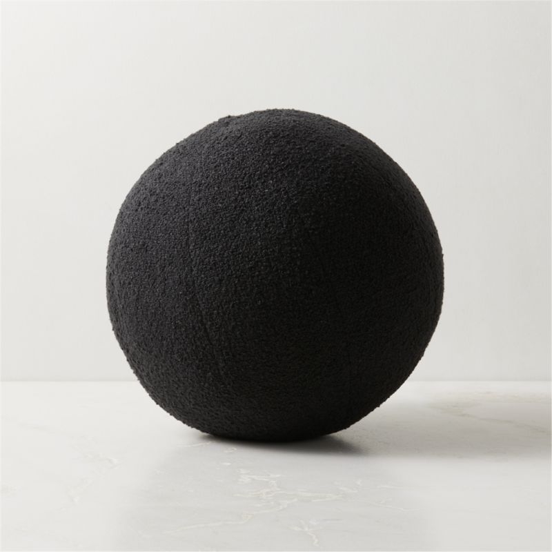Silves Black Boucle Sphere Outdoor Throw Pillow 12" - Image 1
