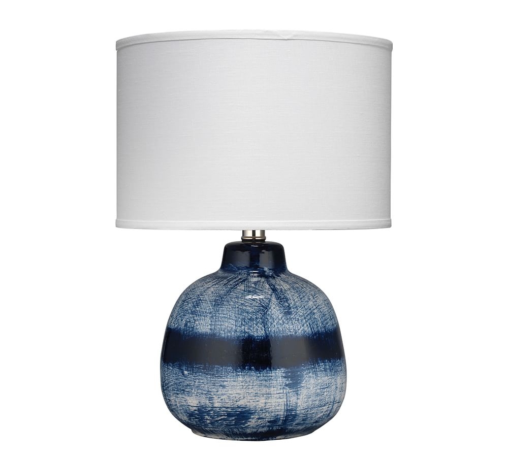 Misty Ceramic Table Lamp, Small 17.75", White Linen - Image 0