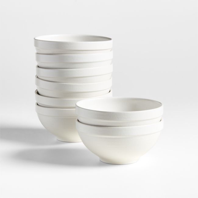 Villa White Stoneware Cereal Bowls, Set of 8 - Image 0
