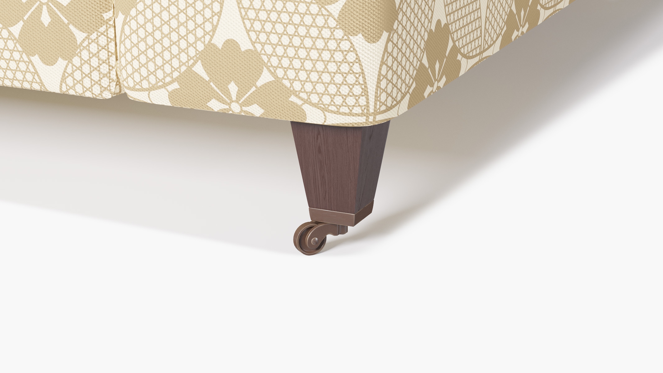 Classic Sofa, Rattan Solaire, Espresso with Antique Brass Caster - Image 1