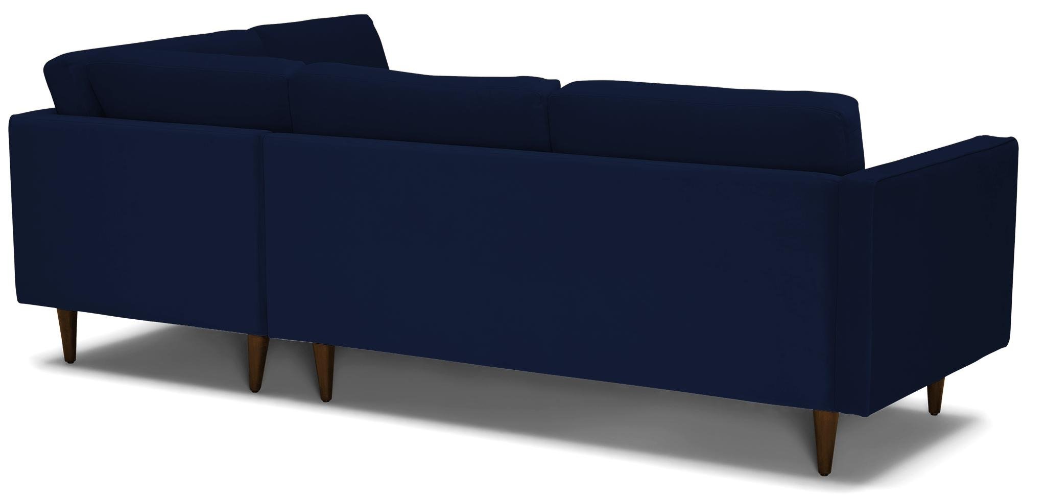 Blue Briar Mid Century Modern Sectional with Bumper - Royale Cobalt - Mocha - Right  - Image 3