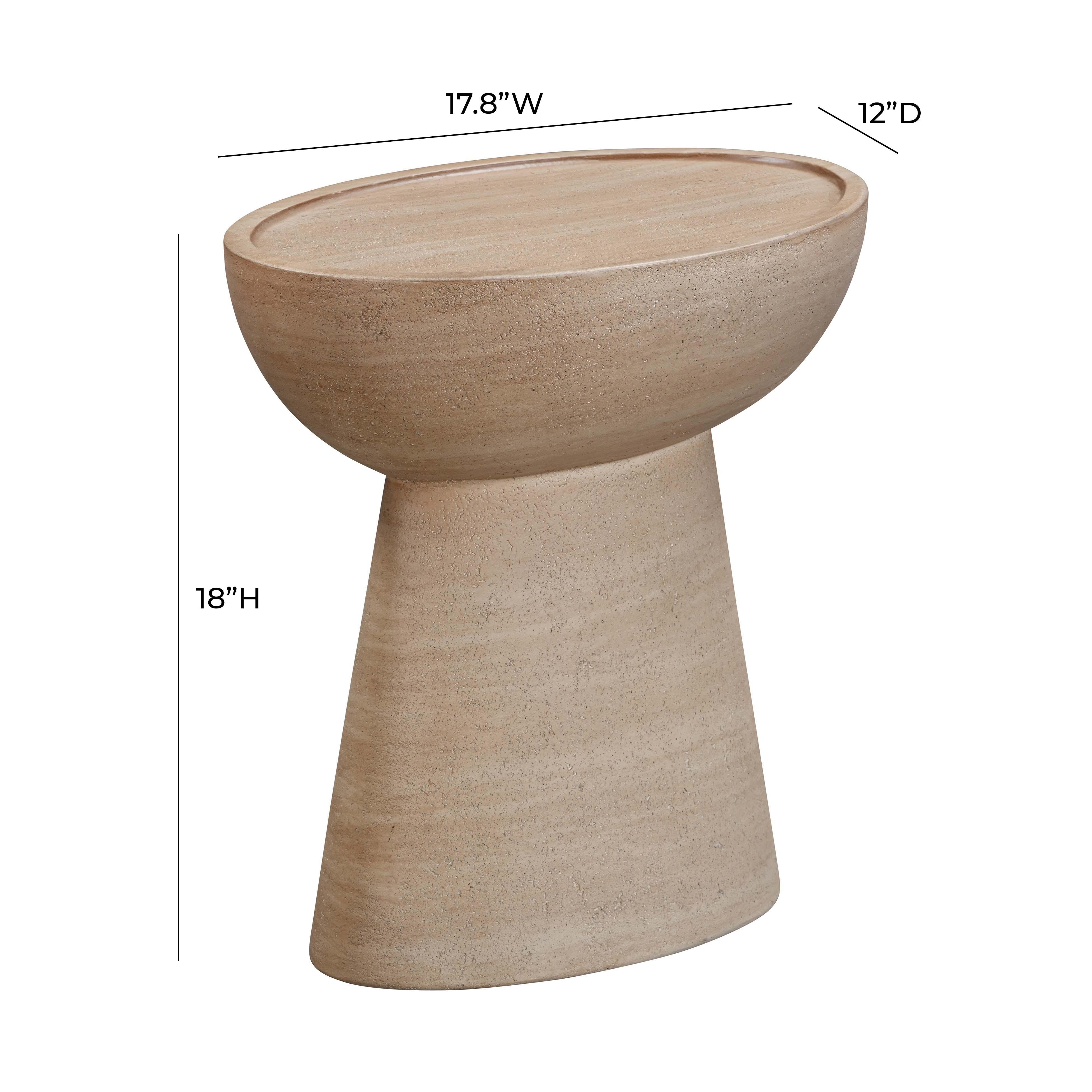 Eclipse Textured Faux Travertine Indoor / Outdoor Side Table - Image 5
