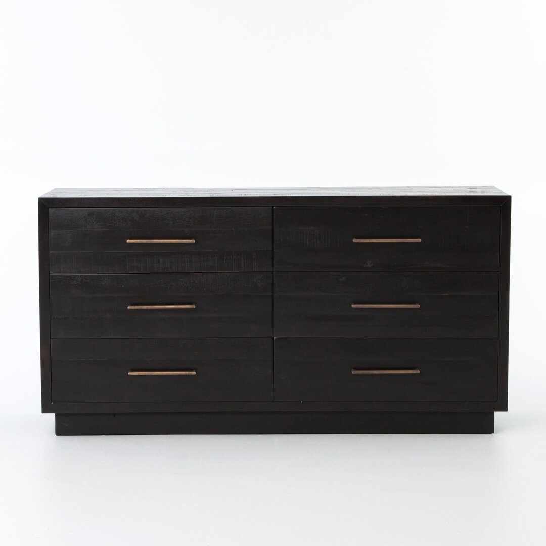 Suki 6 Drawer 60" W Solid Wood Double Dresser - Image 0