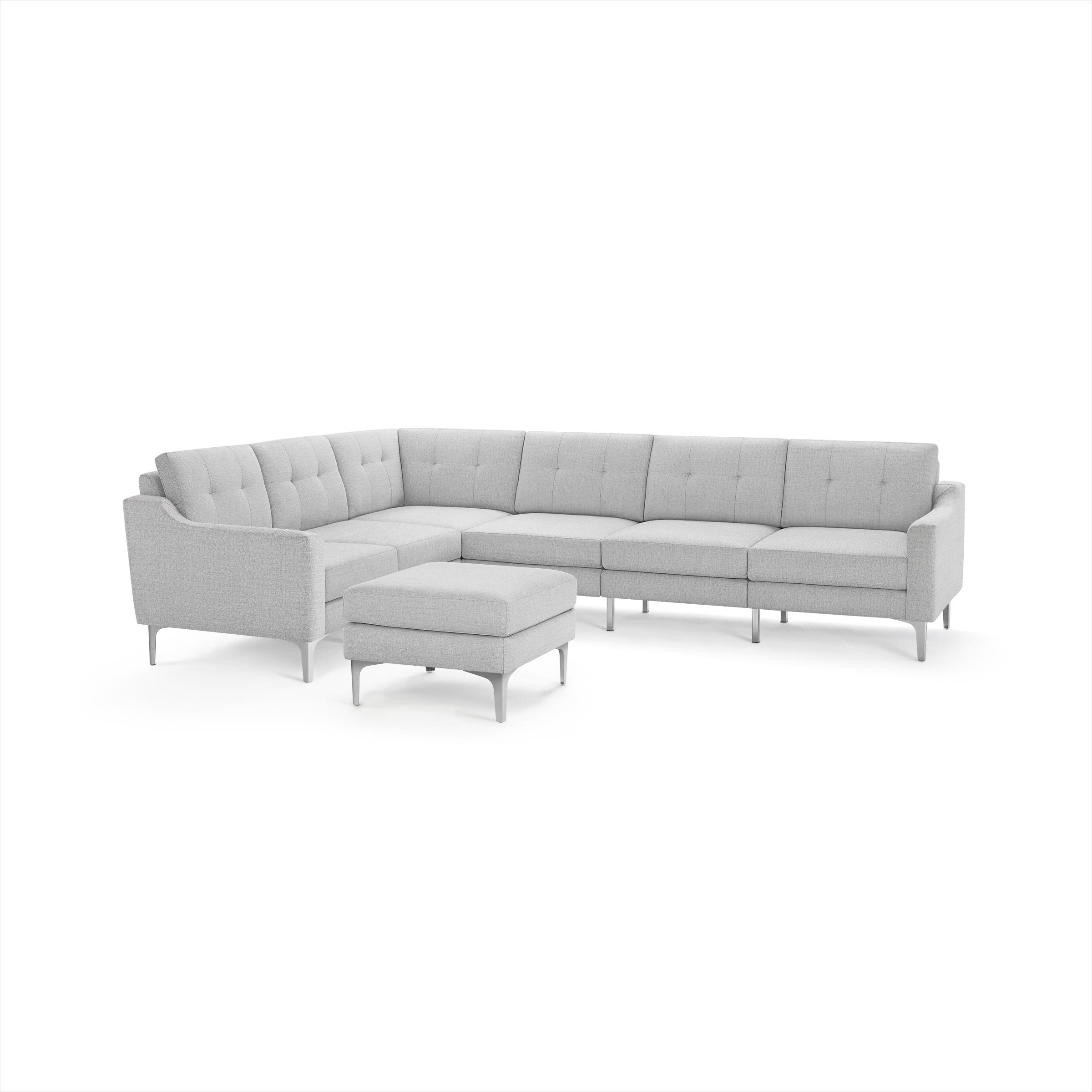 Nomad 6-Seat Corner Sectional with Ottoman - Crushed Gravel - Performance Chenille / Chrome - Metal / Slope - Image 0