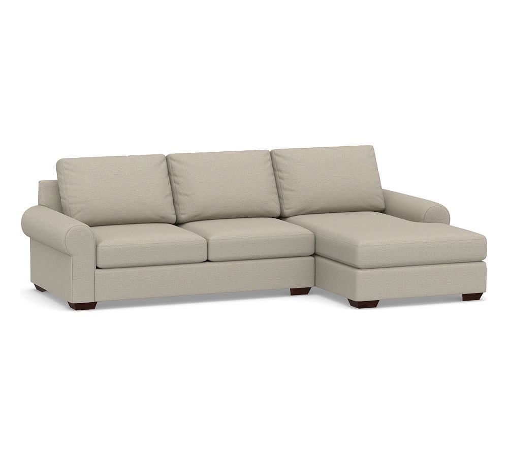 Big Sur Roll Arm Upholstered Left Arm Loveseat with Chaise Sectional, Down Blend Wrapped Cushions, Performance Boucle Fog - Image 0