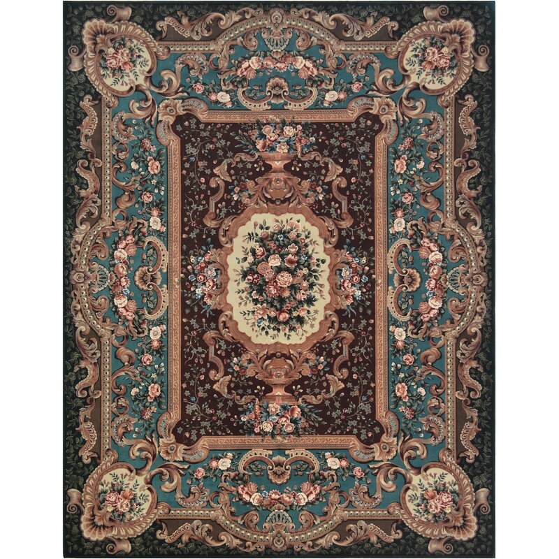 Mansour Savonnerie Handmade Wool Forest Green Rug - Image 0