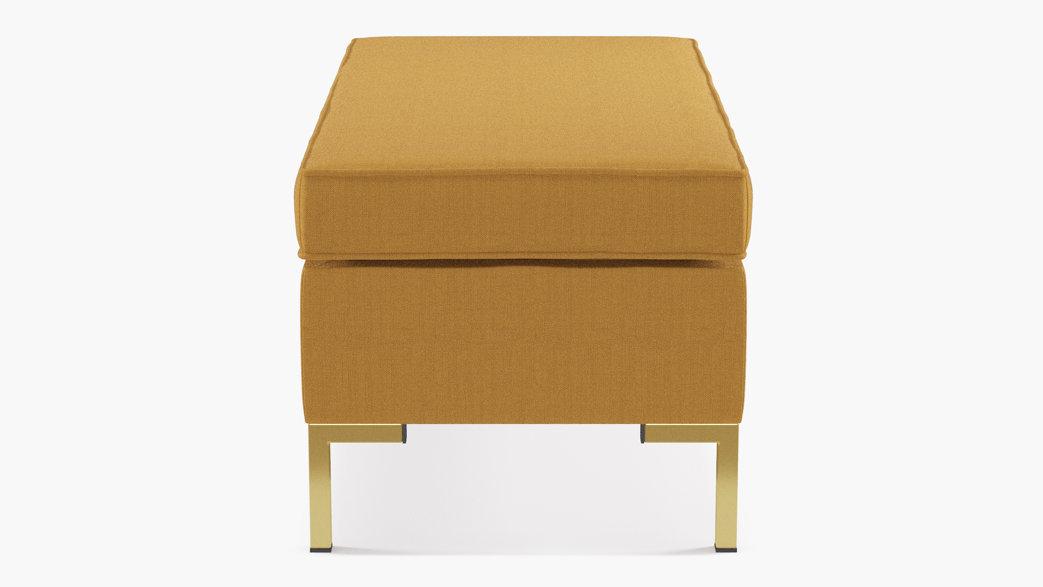 Modern Bench, French Yellow Everyday Linen, Brass - Image 2