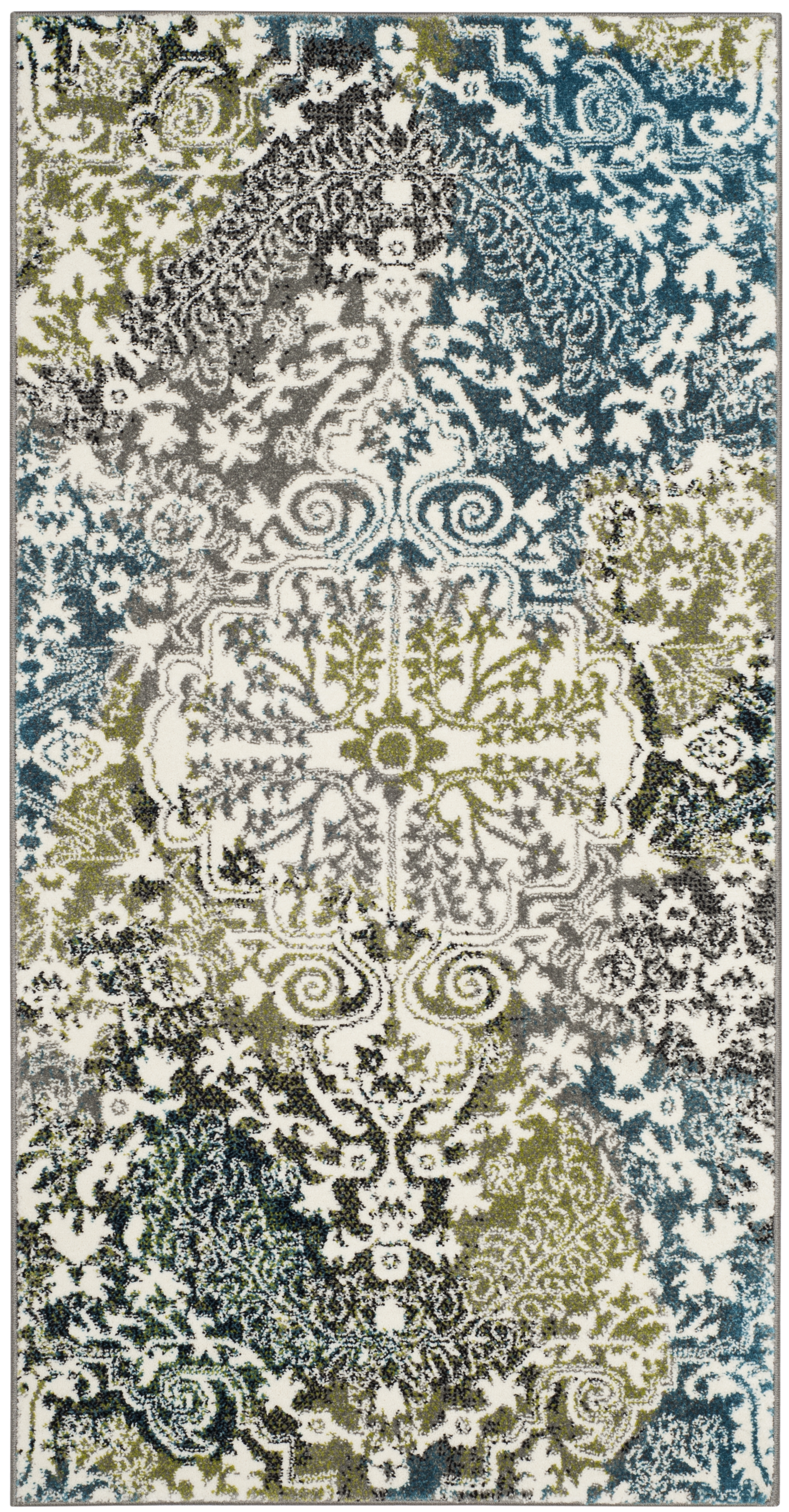 Arlo Home Woven Area Rug, WTC669B, Ivory/Peacock Blue,  2' 7" X 5' - Image 0
