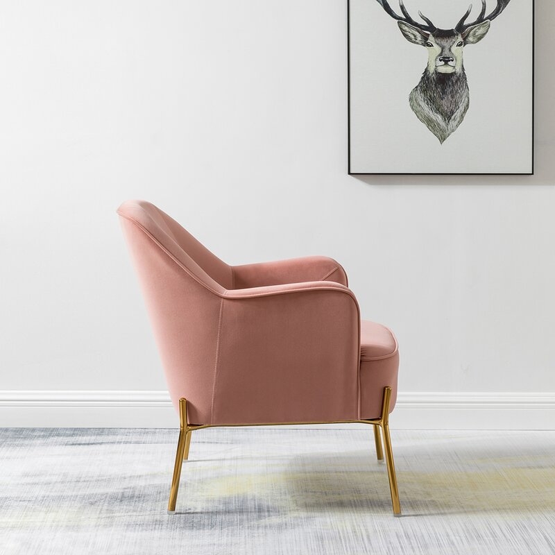 Dallin 28" Wide Velvet Armchair, Pink - Image 5
