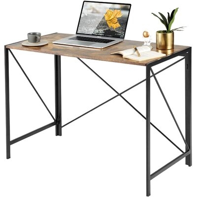 Folding Desk, Computer Desk 39 Simple Study Table Writing Desk For Home Office With Smart Modern Design Black Frame" - Image 0