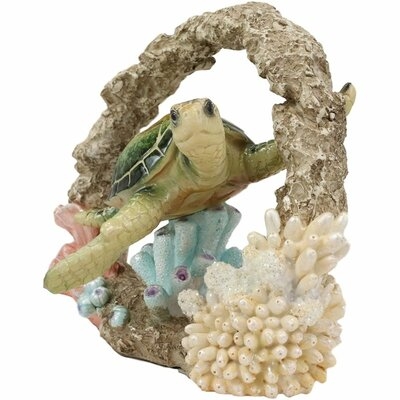 Tokarz Larger Marine Wildlife Swimming By Coral Reef Overhang and Sea Anemone Resin Figurine - Image 0