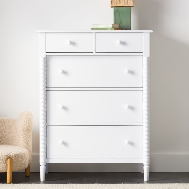 Jenny Lind White Wood Tall 7-Drawer Kids Dresser - Image 0