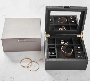 Quinn Jewelry Box, Foil Debossed, Large - Gray - Image 4