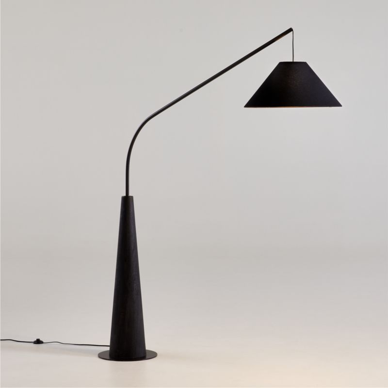 Gibson Black Hanging Arc Floor Lamp with Black Shade - Image 1
