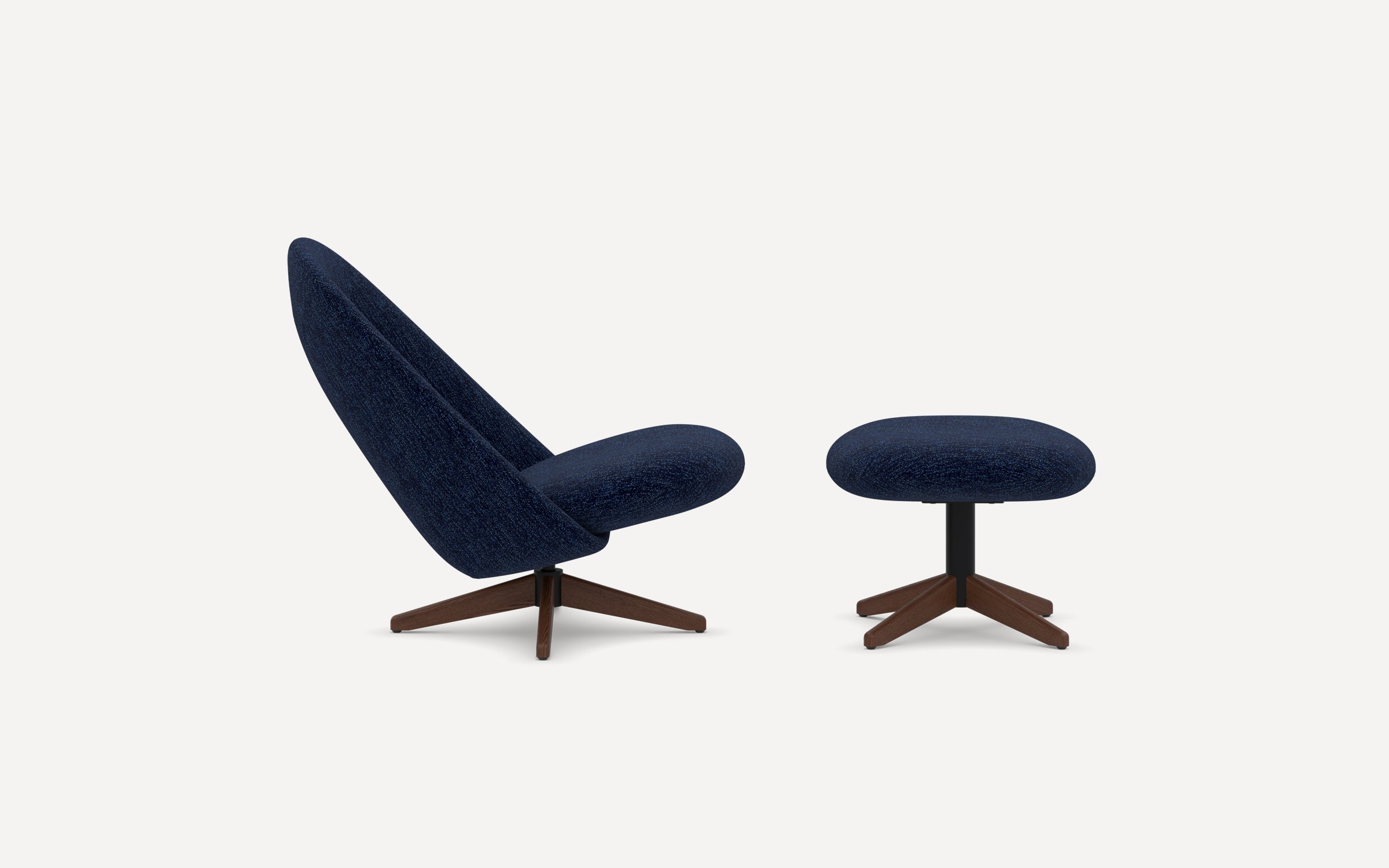 Airmail Chair with Ottoman - Navy Blue - Performance Boucle - Image 9