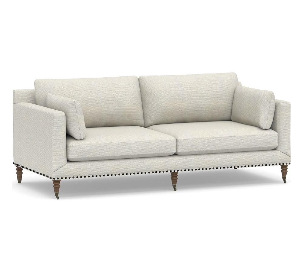 Tallulah Upholstered Sofa 84", Down Blend Wrapped Cushions, Performance Heathered Basketweave Dove - Image 0