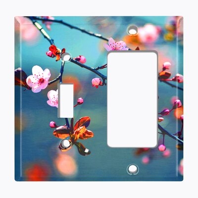 Metal Light Switch Plate Outlet Cover (Sakura Flowers - Single Toggle Single Rocker) - Image 0