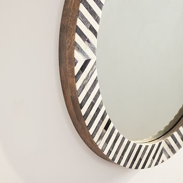 Parson's Wall Mirror, Round, Herringbone Frame - Image 1