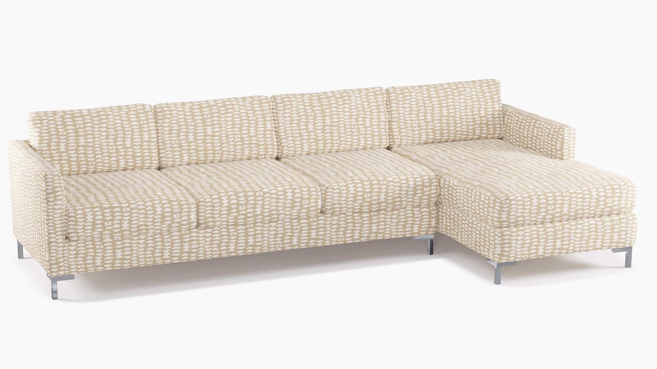 Modern Sectional, Right Facing, Sand Odalisque, Chrome L Leg - Image 1