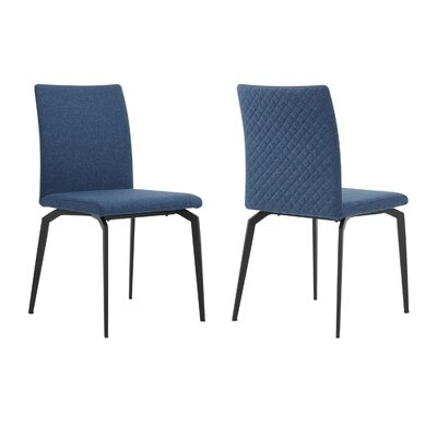 Sleek Fabric Dining Chair With Diamond Stitching, Set Of 2, Gray - Image 0